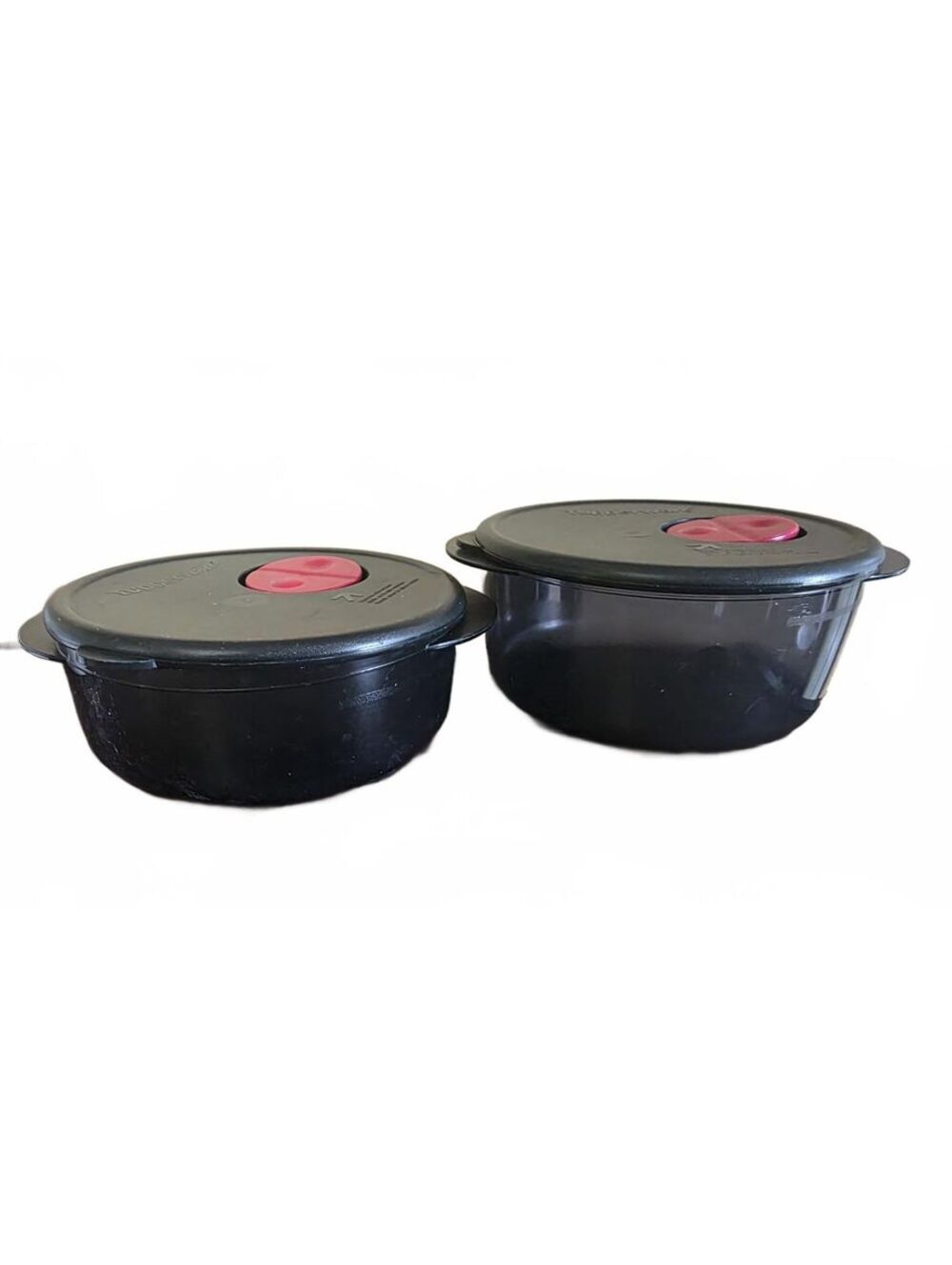 2 Tupperware Vent 'N Serve Round Containers Cosmos Red Vent